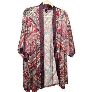 Victorias Secret Womens Printed Kimono Robe M/L Multicolor Satin